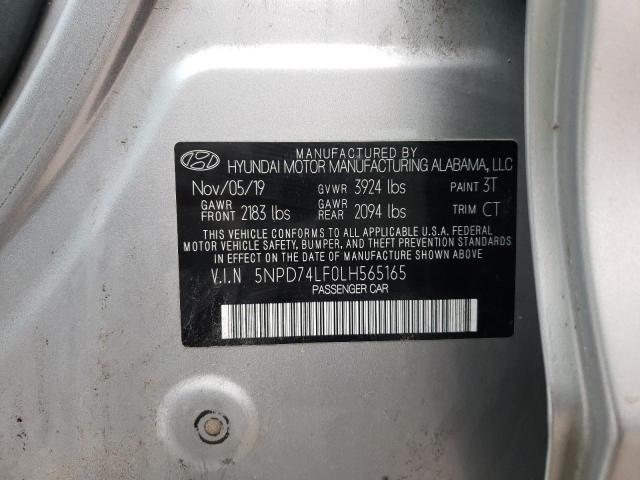 5NPD74LF0LH565165 - 2020 HYUNDAI ELANTRA SE SILVER photo 12