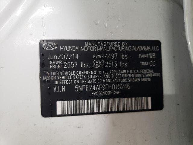 5NPE24AF9FH015246 - 2015 HYUNDAI SONATA SE WHITE photo 12