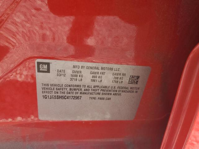 1G1JA5SH5C4172967 - 2012 CHEVROLET SONIC LS RED photo 13