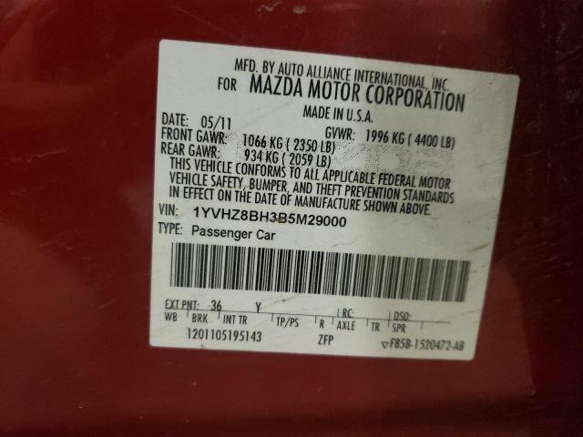 1YVHZ8BH3B5M29000 - 2011 MAZDA 6 I RED photo 12