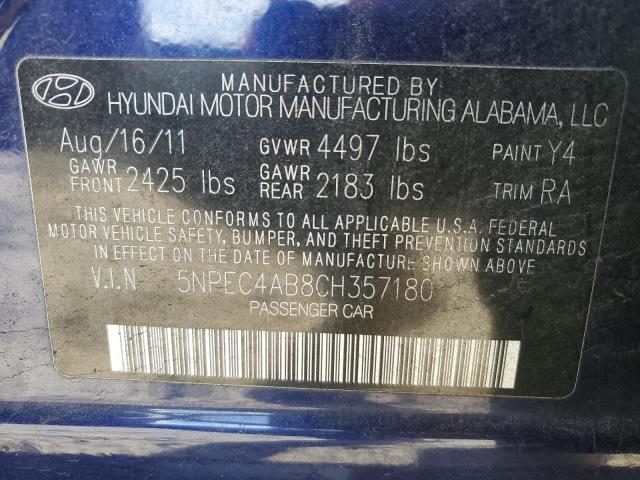 5NPEC4AB8CH357180 - 2012 HYUNDAI SONATA SE BLUE photo 12