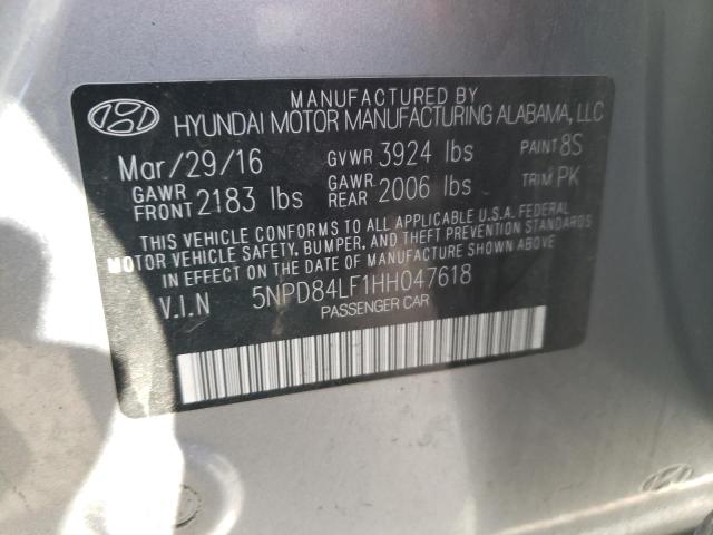 5NPD84LF1HH047618 - 2017 HYUNDAI ELANTRA SE GRAY photo 13