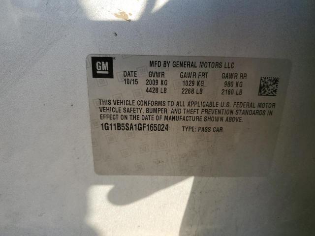 1G11B5SA1GF165024 - 2016 CHEVROLET MALIBU LIM LS SILVER photo 12