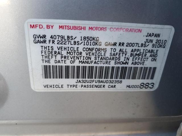 JA32U2FU9AU032358 - 2010 MITSUBISHI LANCER ES/ES SPORT SILVER photo 12