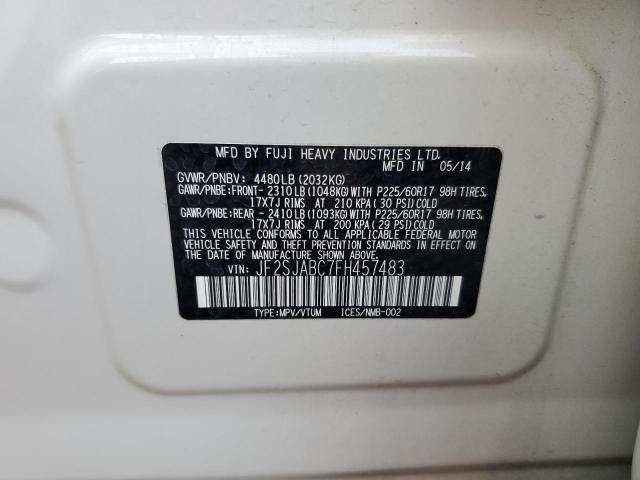 JF2SJABC7FH457483 - 2015 SUBARU FORESTER 2.5I WHITE photo 13