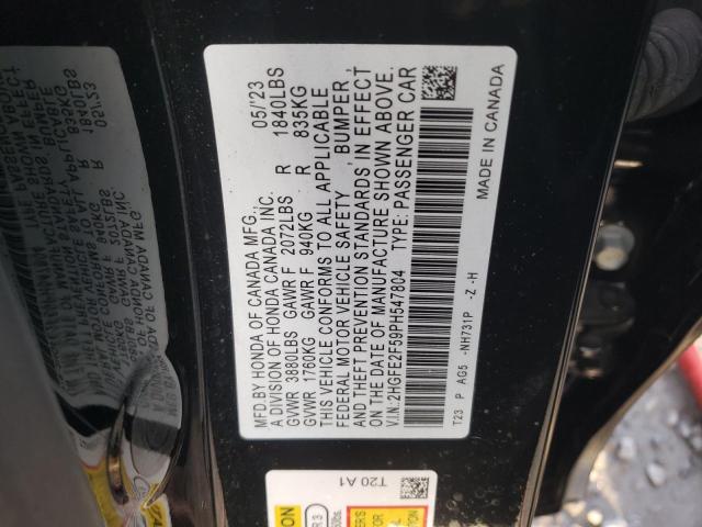 2HGFE2F59PH547804 - 2023 HONDA CIVIC SPORT 黑色 照片 12