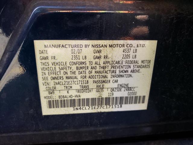 1N4CL21E27C171518 - 2007 NISSAN ALTIMA HYBRID BLUE photo 12