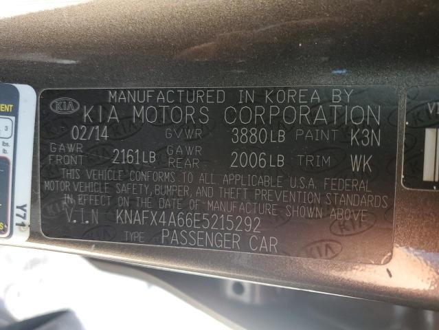 KNAFX4A66E5215292 - 2014 KIA FORTE LX GRAY photo 12