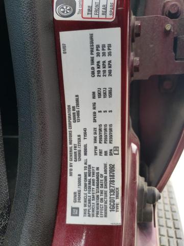 1GCDT13E778187092 - 2007 CHEVROLET COLORADO BURGUNDY photo 12