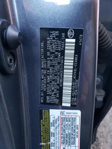 4T1BE46K97U174674 - 2007 TOYOTA CAMRY CE GRAY photo 12