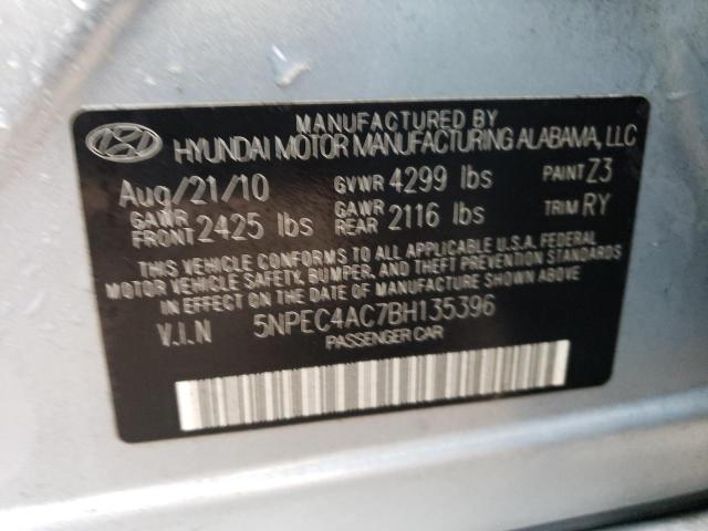 5NPEC4AC7BH135396 - 2011 HYUNDAI SONATA SE SILVER photo 12