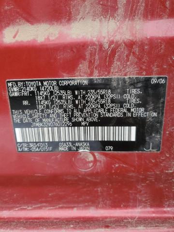 JTMBK32V076012296 - 2007 TOYOTA RAV4 SPORT RED photo 13