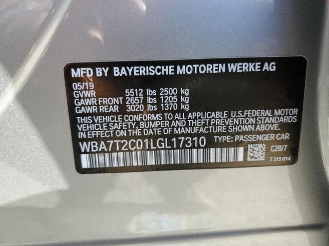 WBA7T2C01LGL17310 - 2020 BMW 740 I GRAY photo 13