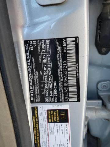 4JGDA5HB3FA527210 - 2015 MERCEDES-BENZ ML 350 4MATIC SILVER photo 13