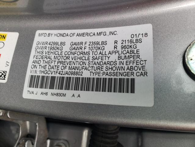 1HGCV1F42JA098802 - 2018 HONDA ACCORD EX SILVER photo 12