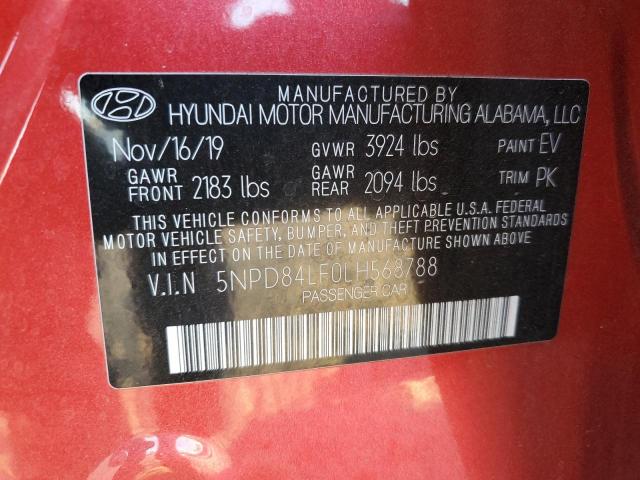 5NPD84LF0LH568788 - 2020 HYUNDAI ELANTRA SEL RED photo 13