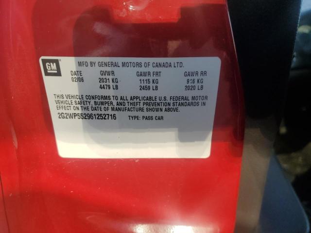2G2WP552961252716 - 2006 PONTIAC GRAND PRIX 红色 照片 12