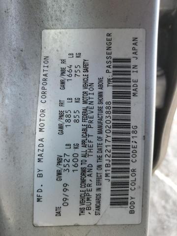 JM1BJ2217Y0203888 - 2000 MAZDA PROTEGE ES 银色 照片 12