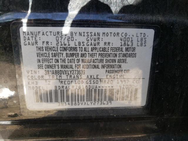 3N1AB8DVXLY273639 - 2020 NISSAN SENTRA SR BLACK photo 12