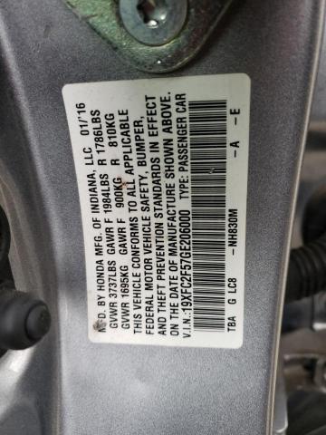 19XFC2F57GE206000 - 2016 HONDA CIVIC LX SILVER photo 12