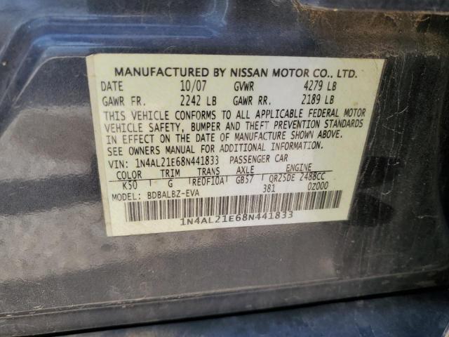 1N4AL21E68N441833 - 2008 NISSAN ALTIMA 2.5 CHARCOAL photo 12