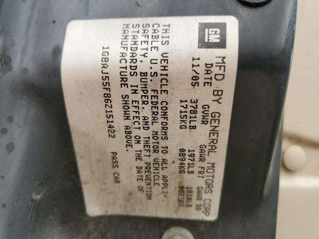 1G8AJ55F86Z151422 - 2006 SATURN ION LEVEL 2 GREEN photo 13