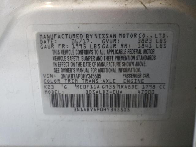 3N1AB7AP0HY345505 - 2017 NISSAN SENTRA S SILVER photo 12