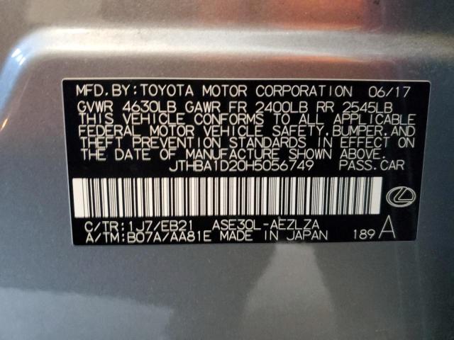 JTHBA1D20H5056749 - 2017 LEXUS IS 200T GRAY photo 13