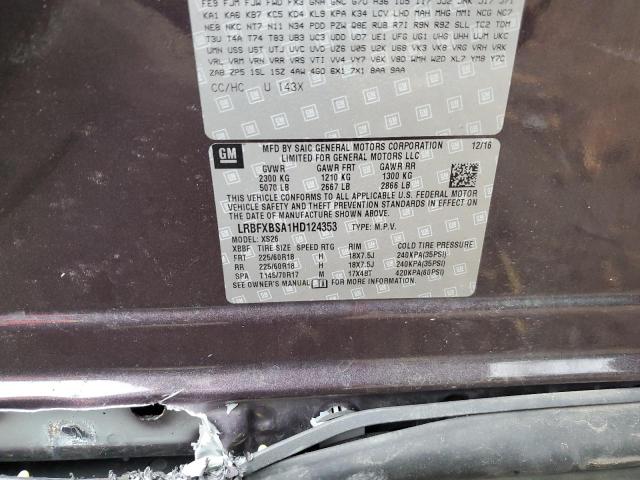 LRBFXBSA1HD124353 - 2017 BUICK ENVISION ESSENCE PURPLE photo 13