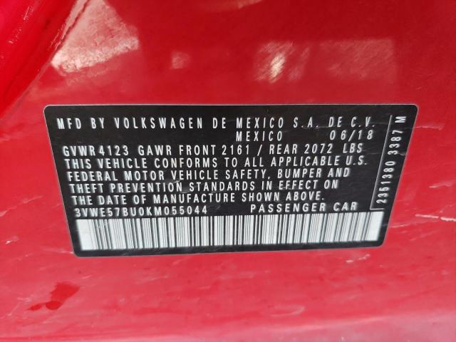 3VWE57BU0KM055044 - 2019 VOLKSWAGEN JETTA SEL RED photo 12