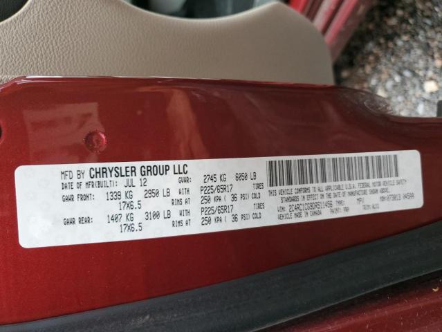 2C4RC1CG9DR511456 - 2013 CHRYSLER TOWN & COU TOURING L RED photo 12