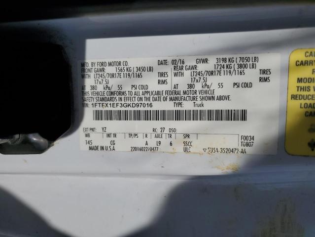 1FTFX1EF3GKD97016 - 2016 FORD F150 SUPER CAB WHITE photo 13