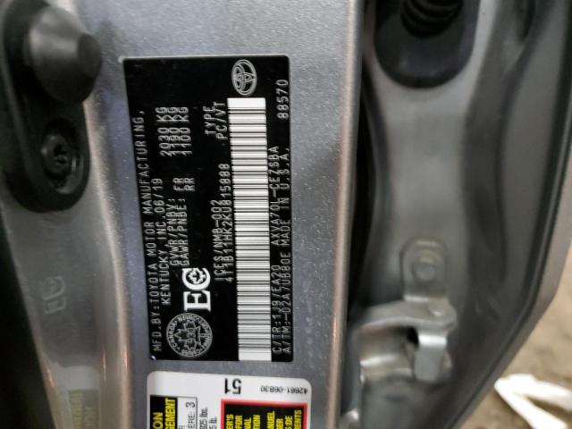 4T1B11HK2KU815888 - 2019 TOYOTA CAMRY L SILVER photo 12