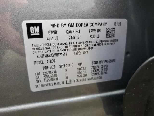 KL4MMBS23MB121514 - 2021 BUICK ENCORE GX PREFERRED GRAY photo 13