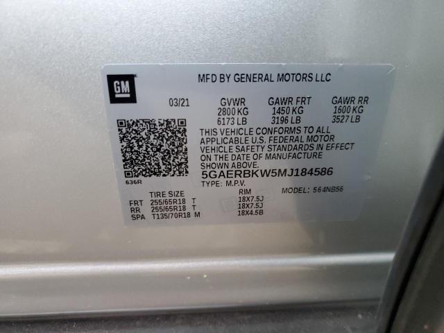 5GAERBKW5MJ184586 - 2021 BUICK ENCLAVE ESSENCE 银色 照片 13
