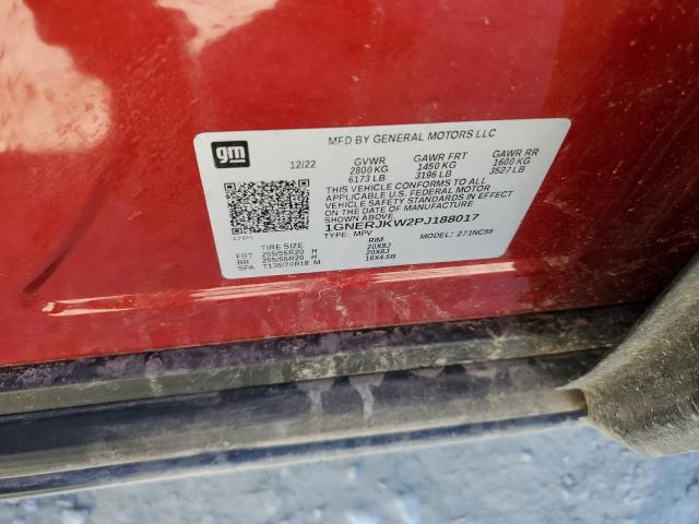 1GNERJKW2PJ188017 - 2023 CHEVROLET TRAVERSE RS RED photo 12