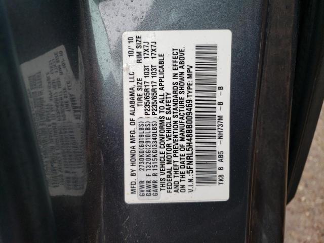 5FNRL5H48BB009469 - 2011 HONDA ODYSSEY EX GRAY photo 13