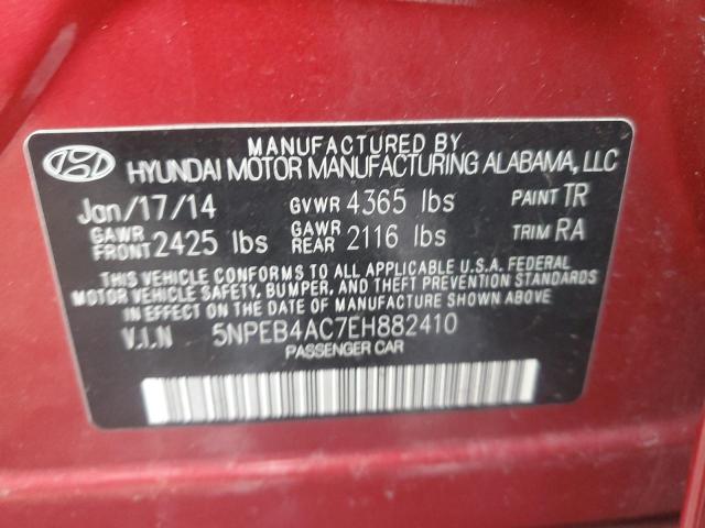 5NPEB4AC7EH882410 - 2014 HYUNDAI SONATA GLS RED photo 12