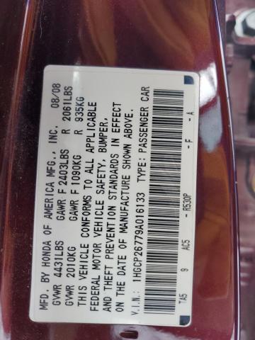 1HGCP26779A016133 - 2009 HONDA ACCORD EX BURGUNDY photo 12