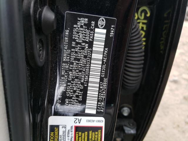 4T1BK3DB6BU373275 - 2011 TOYOTA AVALON BASE BLACK photo 13