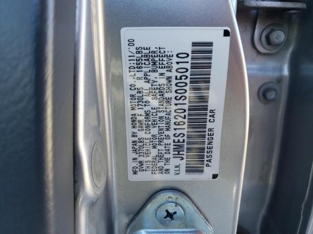 JHMES16201S005010 - 2001 HONDA CIVIC DX SILVER photo 12