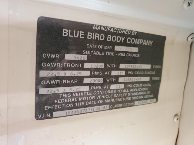 1BAANB7A7XF083878 - 1999 BLUE BIRD SCHOOL BUS YELLOW photo 13
