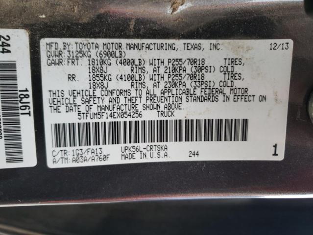 5TFUM5F14EX054256 - 2014 TOYOTA TUNDRA DOUBLE CAB SR/SR5 GRAY photo 13
