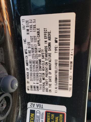 5J6RM4H79EL014810 - 2014 HONDA CR-V EXL GRAY photo 13