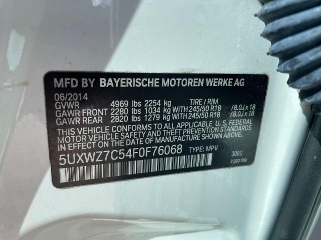 5UXWZ7C54F0F76068 - 2015 BMW X3 SDRIVE28I WHITE photo 10