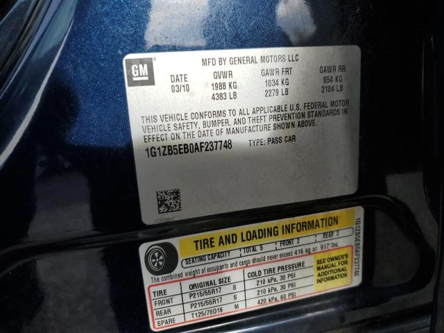 1G1ZB5EB0AF237748 - 2010 CHEVROLET MALIBU LS BLUE photo 12