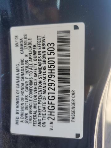 2HGFG12979H501503 - 2009 HONDA CIVIC EXL ლურჯი ფოტო 13