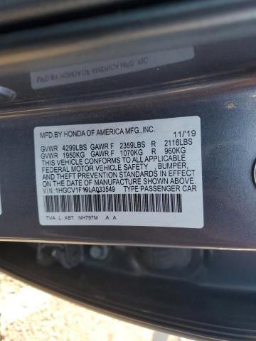 1HGCV1F19LA033549 - 2020 HONDA ACCORD LX CHARCOAL photo 13