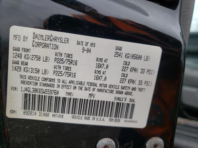 1J4GL38K65W559760 - 2005 JEEP LIBERTY RENEGADE 黑色 照片 12