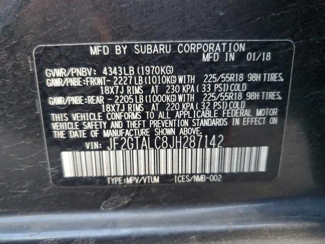 JF2GTALC8JH287142 - 2018 SUBARU CROSSTREK LIMITED GRAY photo 13